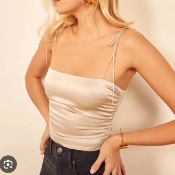 Reformation Lucrezia Silk Top Ivory - Size 4 - Picture 1 of 6